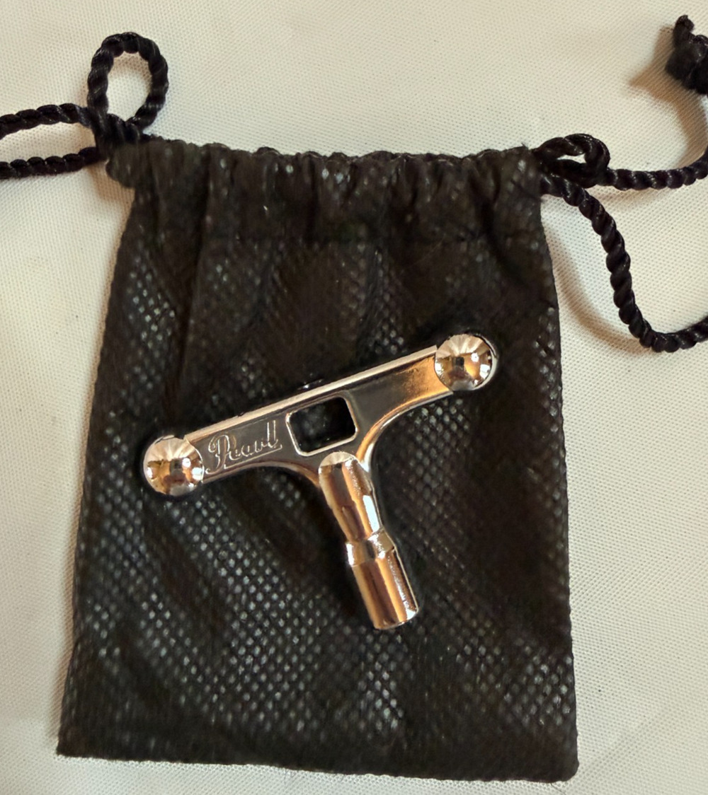 Pearl Drum Tuning Key T-Handle Chrome w/ Drawstring Storage Pouch